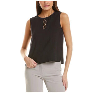 Vince Camuto Women's Sleeveless Crew Neck Blouse Rich Black - Regular